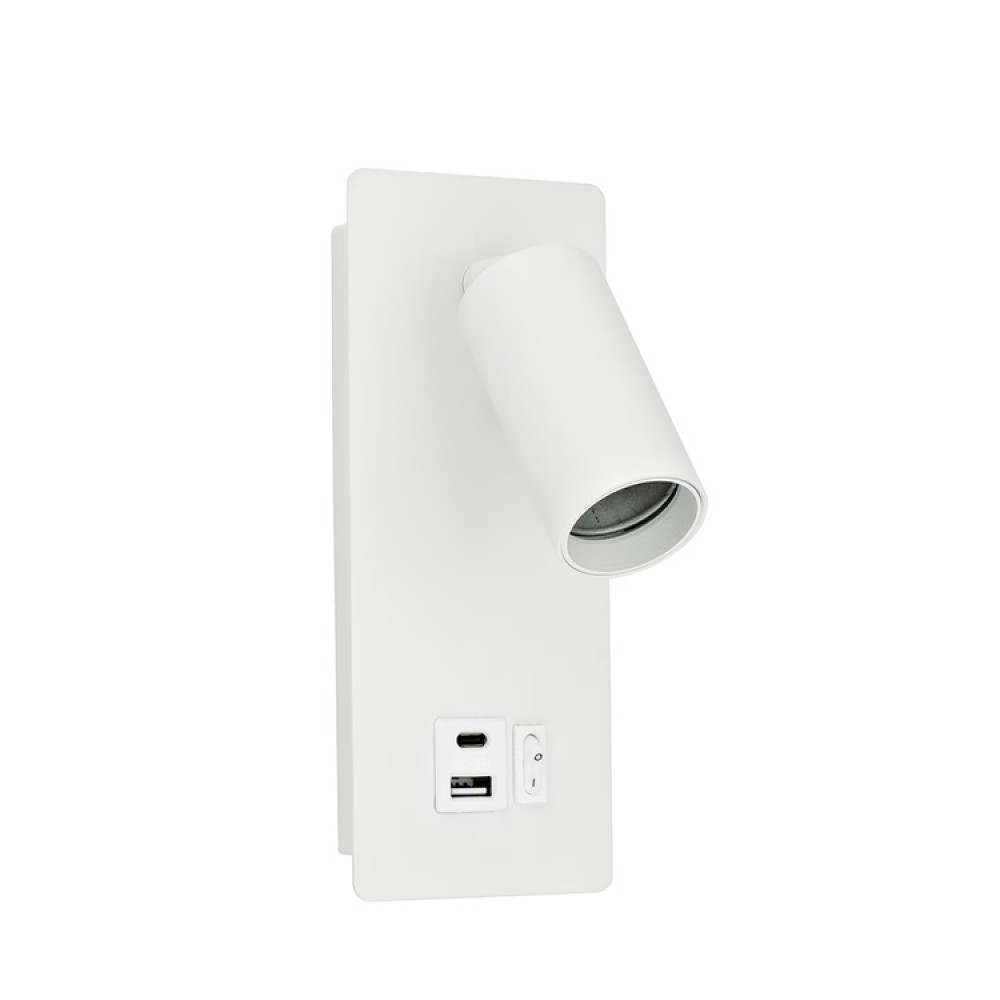 Απλίκα κρεβατιού ανάγνωσης "ARTE ILLUMINA VON" με usb από αλουμίνιο σε λευκό χρώμα Φ4x8
