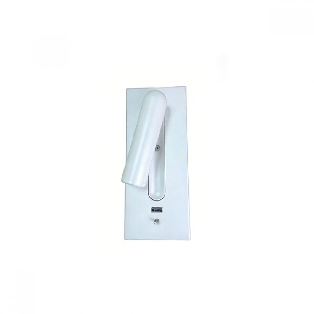 Απλίκα κρεβατιού ανάγνωσης "ARTE ILLUMINA PLANO" με usb από αλουμίνιο σε λευκό χρώμα 7,5x7,7x18