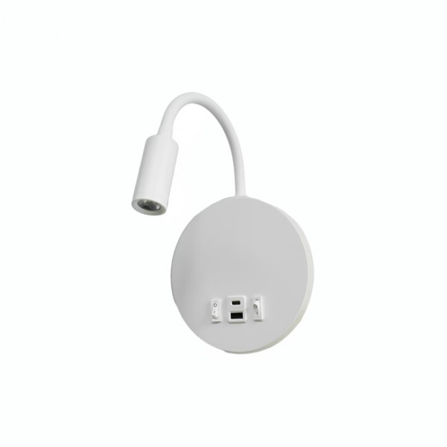 Απλίκα ανάγνωσης "ARTE ILLUMINA" διπλού φωτισμού με usb από αλουμίνιο σε λευκό χρώμα Φ15x45,8