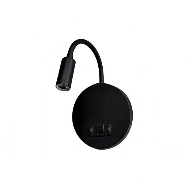 Απλίκα ανάγνωσης "ARTE ILLUMINA" διπλού φωτισμού με usb από αλουμίνιο σε μαύρο χρώμα Φ15x45,8