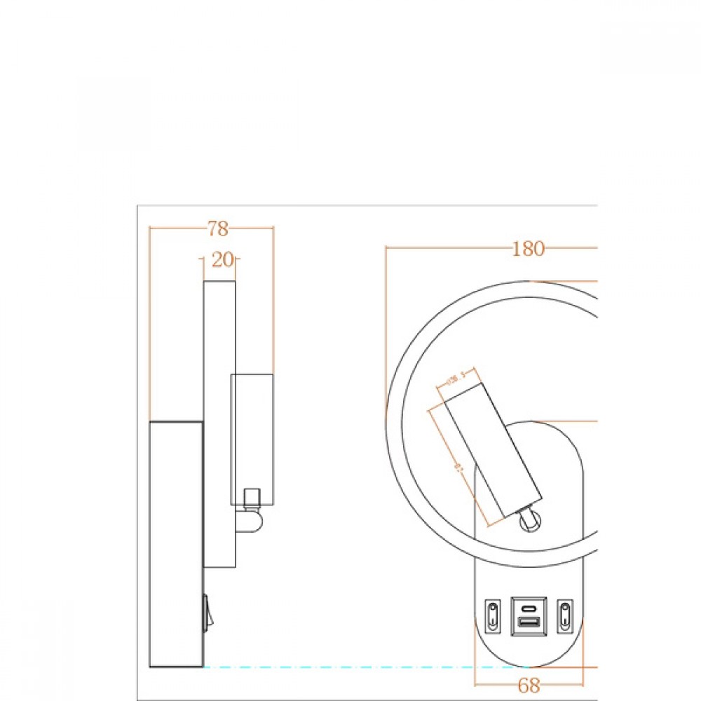 Απλίκα ανάγνωσης διπλού φωτισμού "ARTE ILLUMINA FORMA" usb σε λευκό χρώμα 18x7,8x24,3