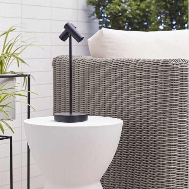 Πορτατίφ αφής επαναφορτιζόμενο "ARTE ILLUMINA BINO" από μέταλλο σε μαύρο χρώμα 9x9x35