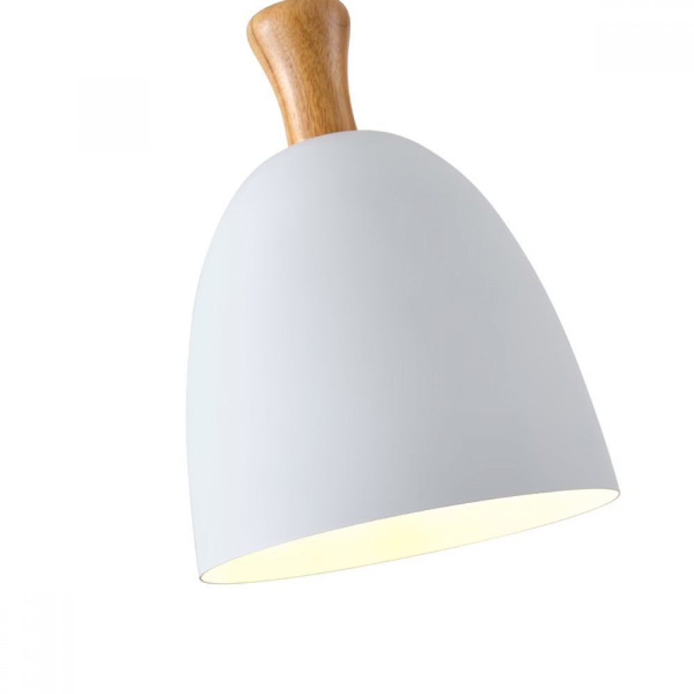 Φωτιστικό κρεμαστό μονόφωτο "ARTE ILLUMINA SIMPLO" από μέταλλο/ξύλο σε λευκό χρώμα Φ23x137