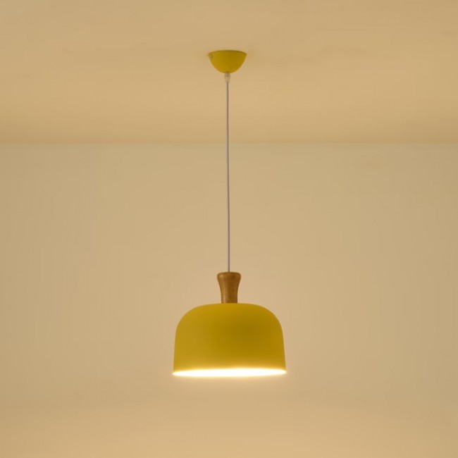 Φωτιστικό μονόφωτο "ARTE ILLUMINA SMOOTH" από μέταλλο/ξύλο σε κίτρινο χρώμα Φ27x130