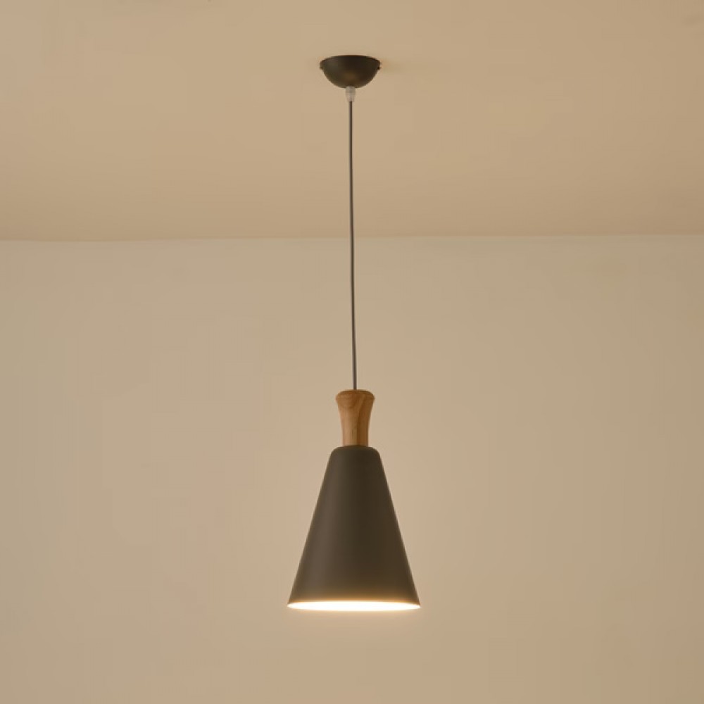 Φωτιστικό μονόφωτο "ARTE ILLUMINA OPACO" από μέταλλο/ξύλο σε γκρι χρώμα Φ20x138