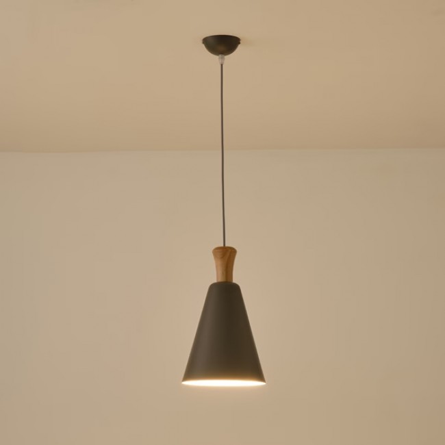 Φωτιστικό μονόφωτο "ARTE ILLUMINA OPACO" από μέταλλο/ξύλο σε γκρι χρώμα Φ20x138