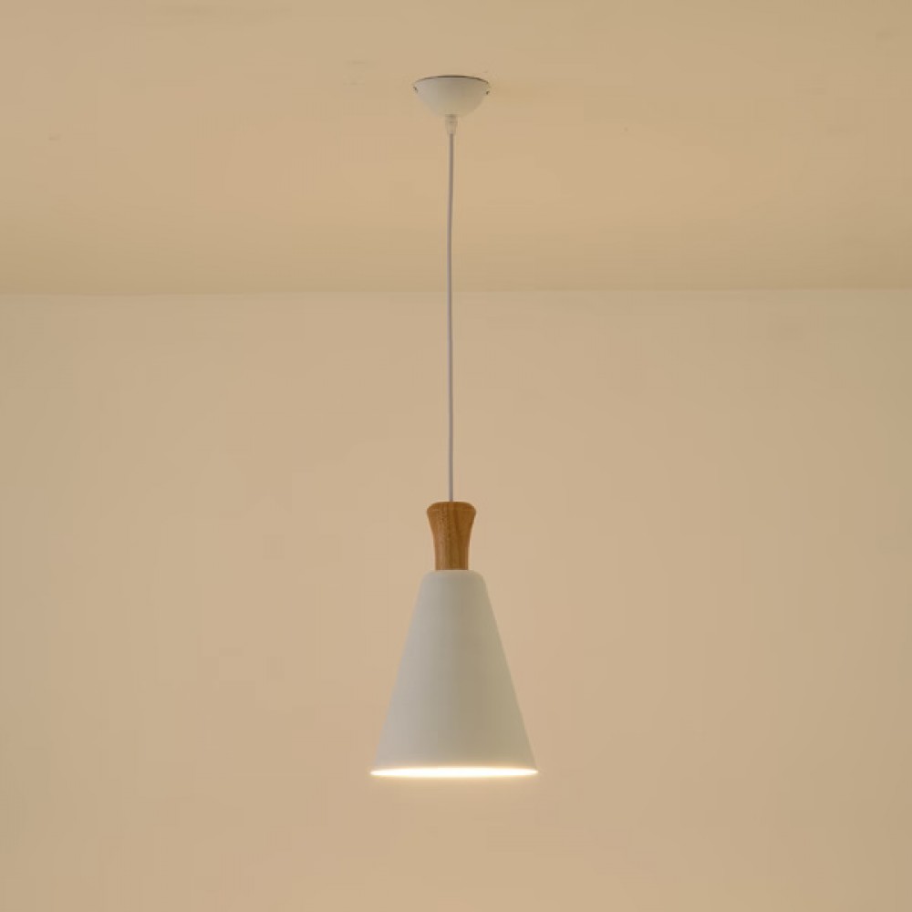 Φωτιστικό μονόφωτο "ARTE ILLUMINA OPACO" από μέταλλο/ξύλο σε λευκό χρώμα Φ20x138