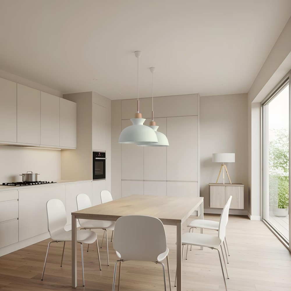 Φωτιστικό μονόφωτο "ARTE ILLUMINA DIGNITY" από μέταλλο/ξύλο σε λευκό χρώμα Φ28x123,4