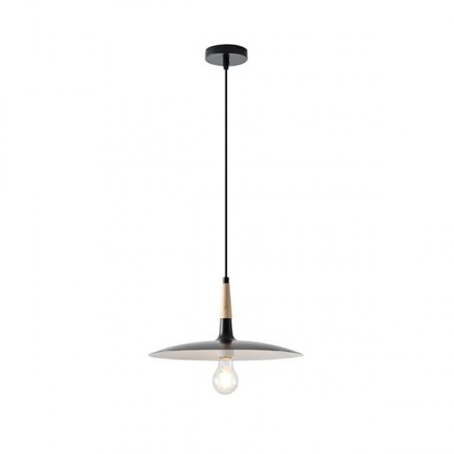 Φωτιστικό μονόφωτο "ARTE ILLUMINA ESSENTIAL" από μέταλλο/ξύλο σε μαύρο χρώμα Φ35x125