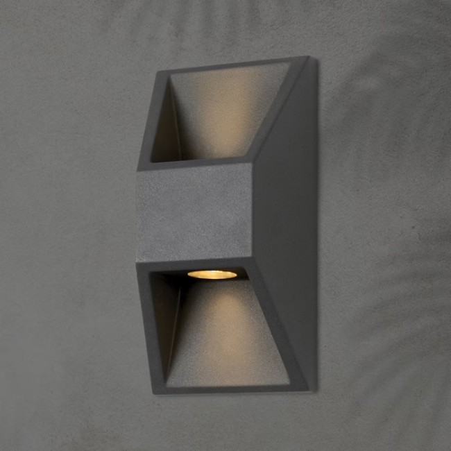 Φωτιστικό τοίχου "ARTE ILLUMINA" LED 2x 1W/3000K/IP54 απο αλουμίνιο σε χρώμα γραφίτη 8,2x5,45x16,4