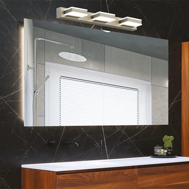 Απλίκα τοίχου led "ARTE ILLUMINA" τετράγωνη από μέταλλο σε νίκελ χρώμα 500X50X100