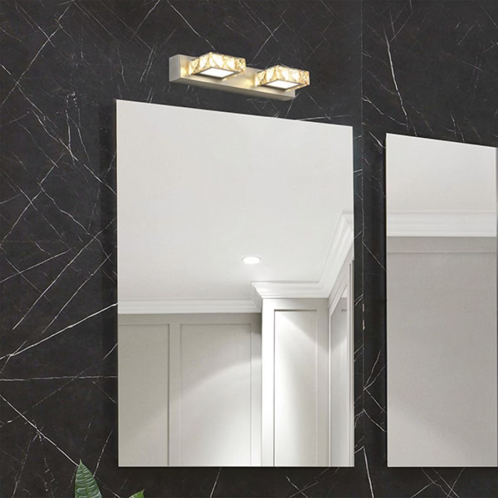 Απλίκα τοίχου led "ARTE ILLUMINA" τετράγωνη από μέταλλο σε νίκελ χρώμα 320X50X116