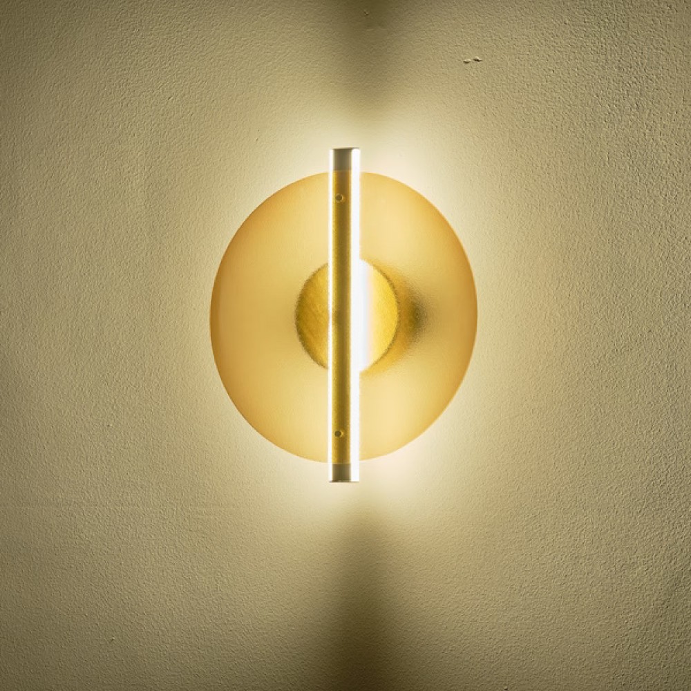 Απλίκα τοίχου "ARTE ILLUMINA DISC" στρόγγυλη από αλουμίνιο/γυαλί σε μελί χρώμα 340X120X300