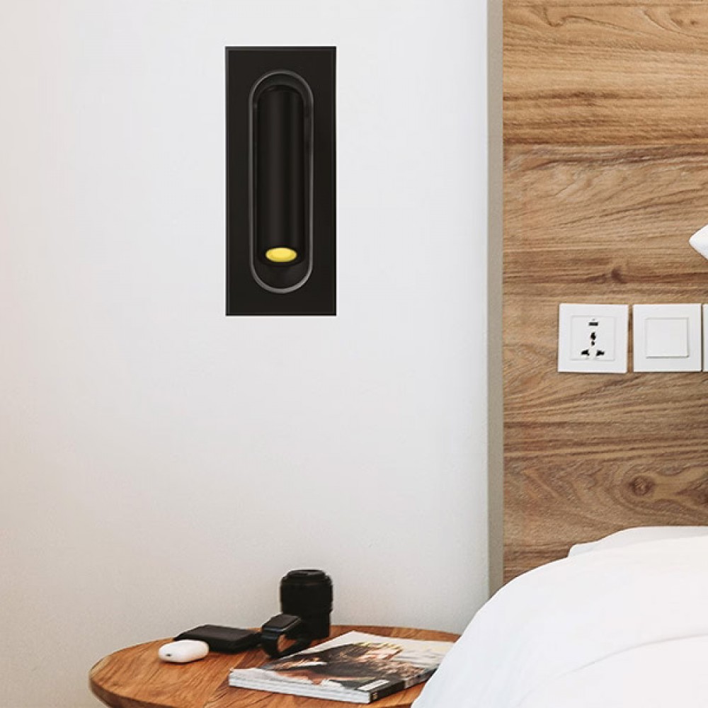 Απλίκα τοίχου χωνευτή "ARTE ILLUMINA" led από αλουμίνιο σε μαύρο χρώμα