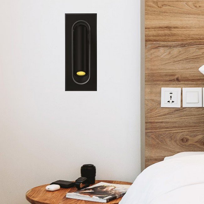 Απλίκα τοίχου χωνευτή "ARTE ILLUMINA" led από αλουμίνιο σε μαύρο χρώμα