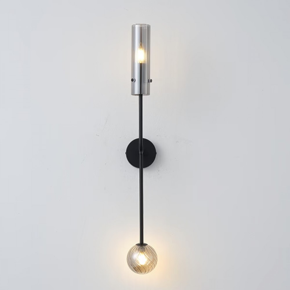 Απλίκα τοίχου "ARTE ILLUMINA STAGONA" από μέταλλο/γυαλί σε μαύρο/γκρι χρώμα 100x165x800