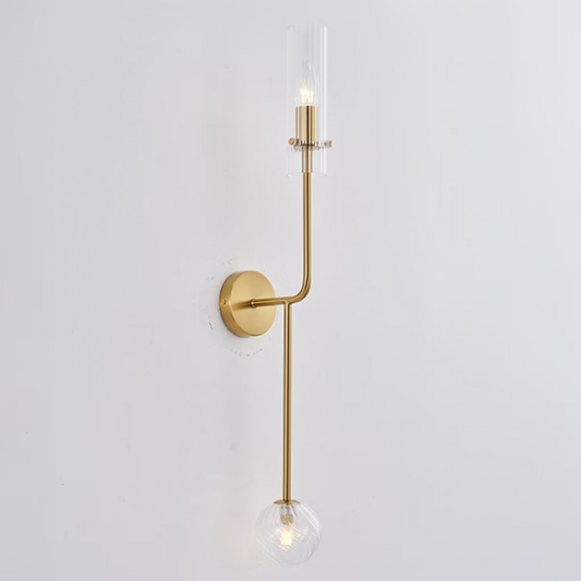 Απλίκα τοίχου "ARTE ILLUMINA STAGONA" από μέταλλο/γυαλί σε χρυσό/διάφανο χρώμα 100x165x800