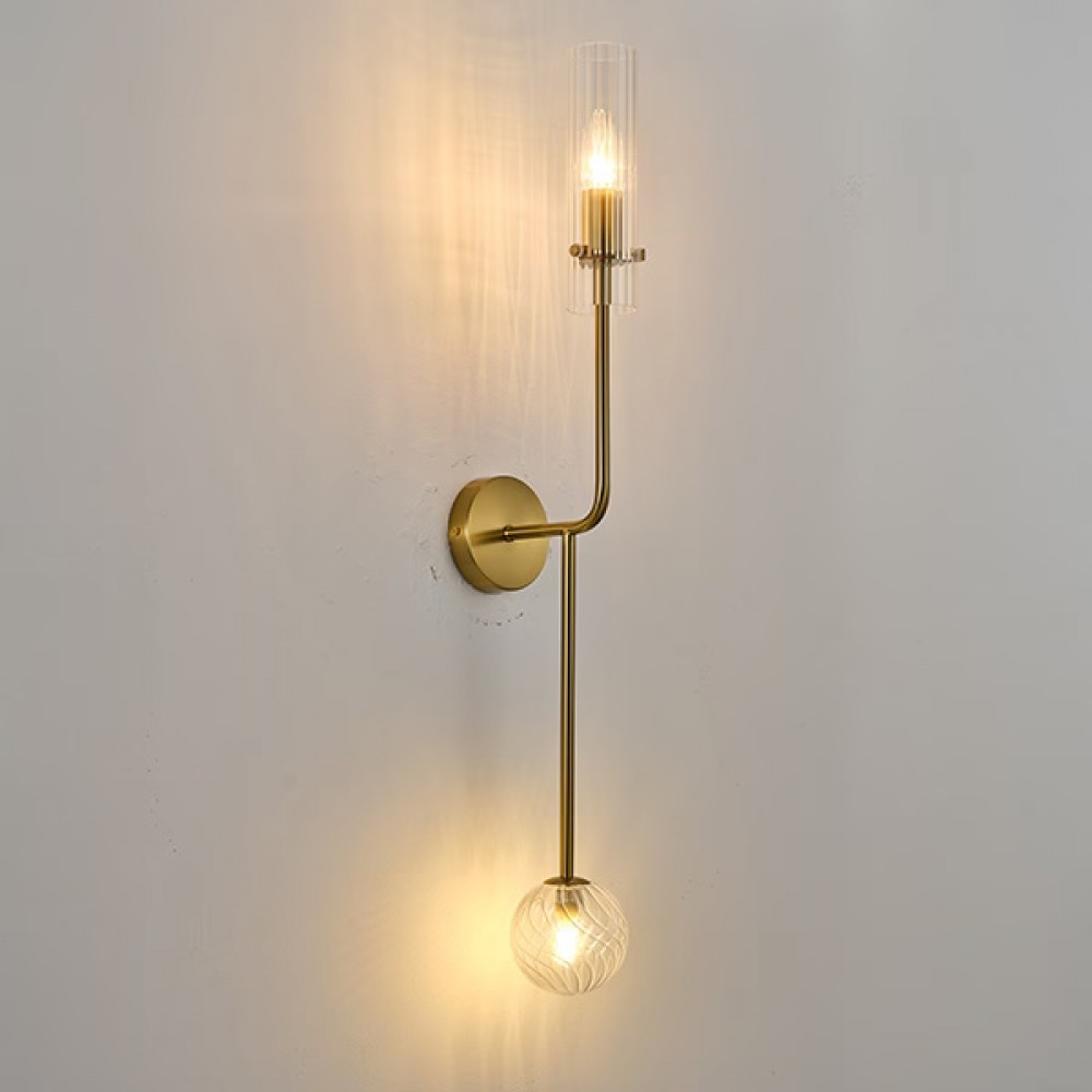 Απλίκα τοίχου "ARTE ILLUMINA STAGONA" από μέταλλο/γυαλί σε χρυσό/διάφανο χρώμα 100x165x800