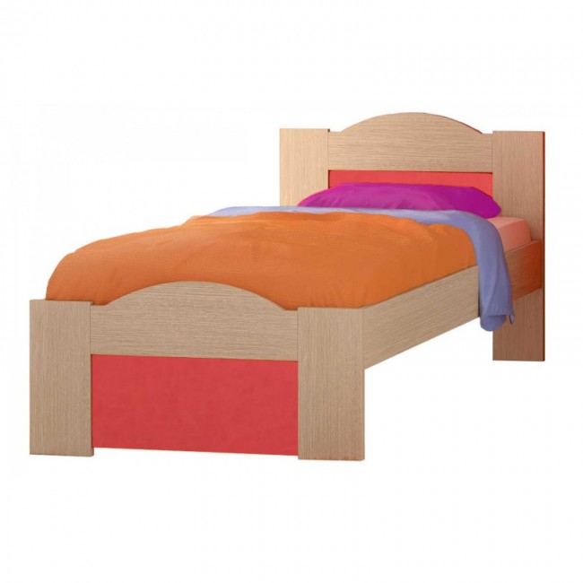 Παιδικό κρεβάτι "ΚΥΜΑ" μονό σε χρώμα δρυς-κόκκινο 90x190
