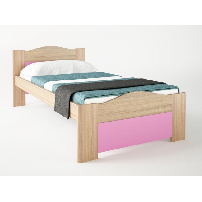 Παιδικό κρεβάτι "ΚΥΜΑ" μονό σε χρώμα δρυς-ροζ 90x190