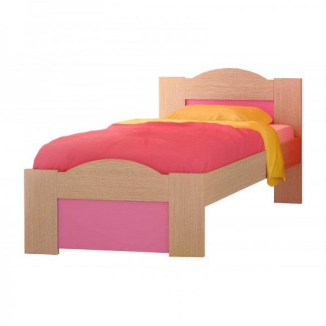 Παιδικό κρεβάτι "ΚΥΜΑ" ημίδιπλο σε χρώμα δρυς-ροζ 110x190