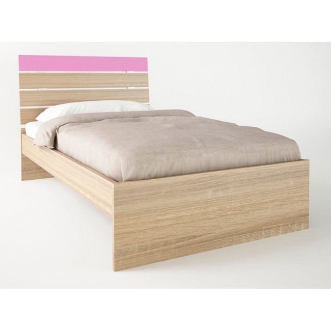 Παιδικό κρεβάτι "ΝΟΤΑ" μονό σε χρώμα δρυς-ροζ 90x190