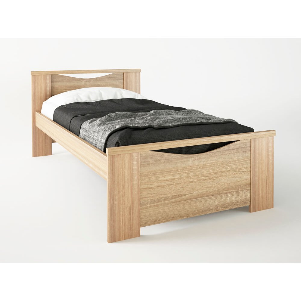 Κρεβάτι "ΧΑΜΟΓΕΛΟ" μονό σε χρώμα δρυς 90x190