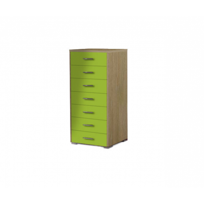 Συρταριέρα με 7 συρτάρια σε χρώμα δρυς-λαχανί 60x45x123