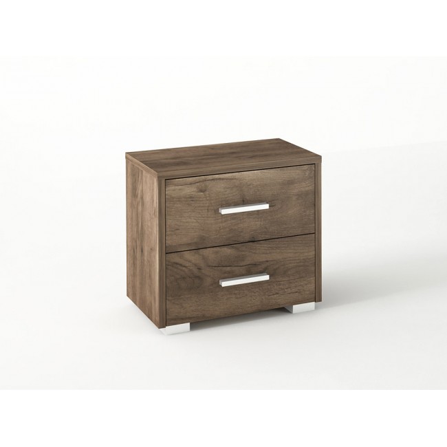 Κομοδίνο με 2 συρτάρια σε χρώμα καρυδί 50x34x48