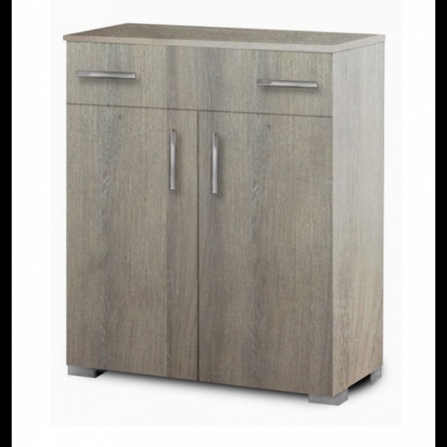 Παπουτσοθήκη με ένα συρτάρι και ράφια σε χρώμα σταχτί 75x33x92