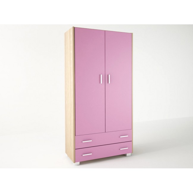 Ντουλάπα παιδική δίφυλλη σε χρώμα δρυς-ροζ 85x50x180