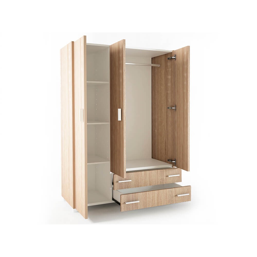 Ντουλάπα τρίφυλλη σε χρώμα καρυδί 110x50x180