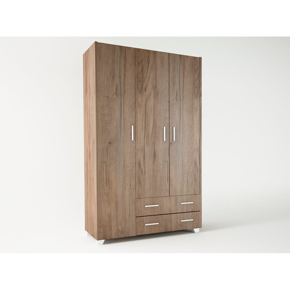 Ντουλάπα τρίφυλλη σε χρώμα καρυδί 110x50x180