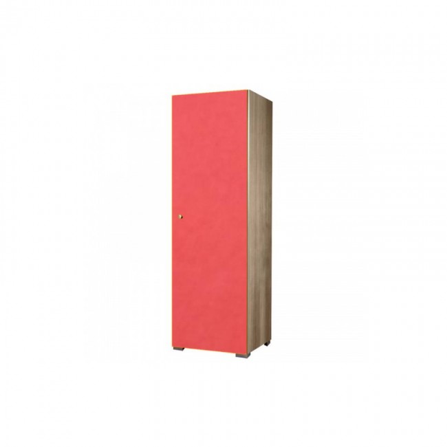 Ντουλάπα παιδική μονόφυλλη σε χρώμα δρυς-κόκκινο 48x50x180
