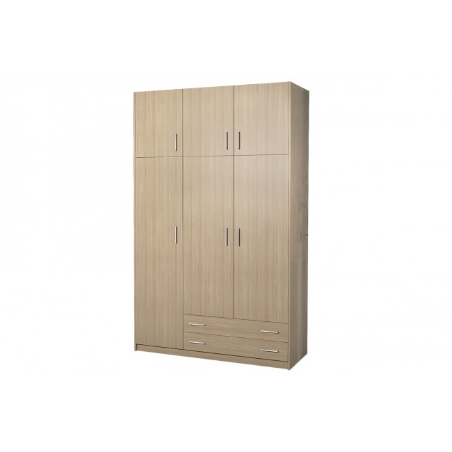 Ντουλάπα τρίφυλλη με πατάρι σε δρυς χρώμα 150x60x240