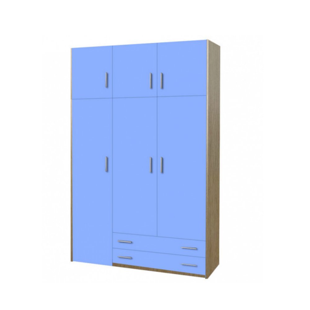 Ντουλάπα παιδική τρίφυλλη με πατάρι σε χρώμα δρυς-σιέλ 110x50x240