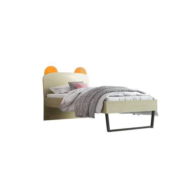 Παιδικό κρεβάτι "ΚΟΡΩΝΑ" μονό σε χρώμα δρυς-κόκκινο 90x190