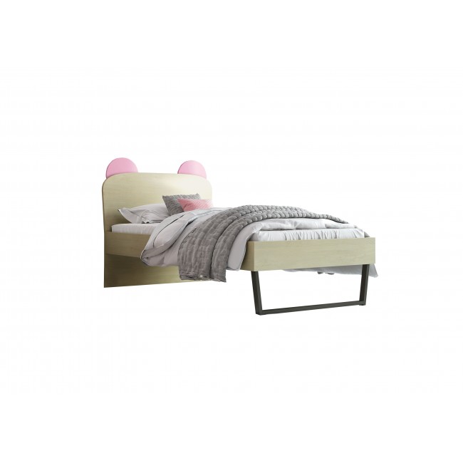 Παιδικό κρεβάτι "ΚΟΡΩΝΑ" μονό σε χρώμα δρυς-ροζ 90x190