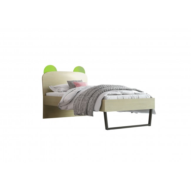 Παιδικό κρεβάτι "ΚΟΡΩΝΑ" μονό σε χρώμα δρυς-λαχανί 90x190