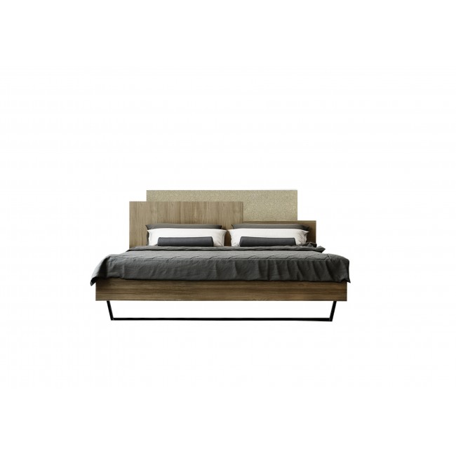 Κρεβάτι "ΜΟΡΦΕΑΣ" διπλό σε χρώμα καρυδί-εκρου σκούρο 160x200