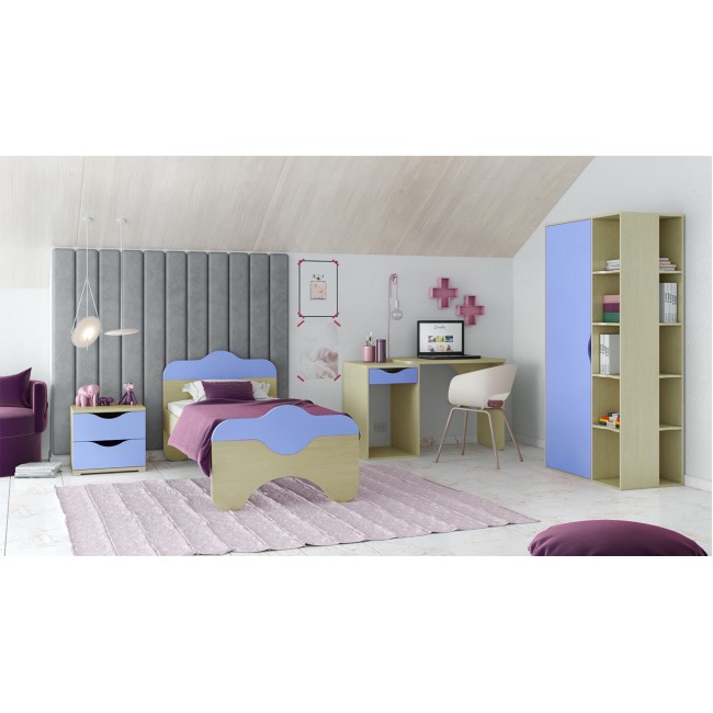 Παιδικό δωμάτιο "ΠΑΖ" σετ 4 τμχ. σε χρώμα δρυς-μπλε