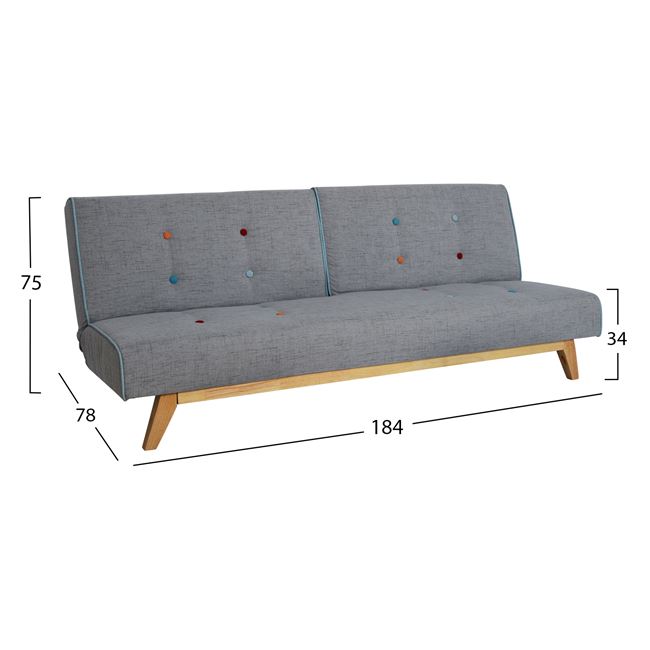 Καναπές-κρεβάτι "CITY" τριθέσιος σε χρώμα γκρι 185x78x75
