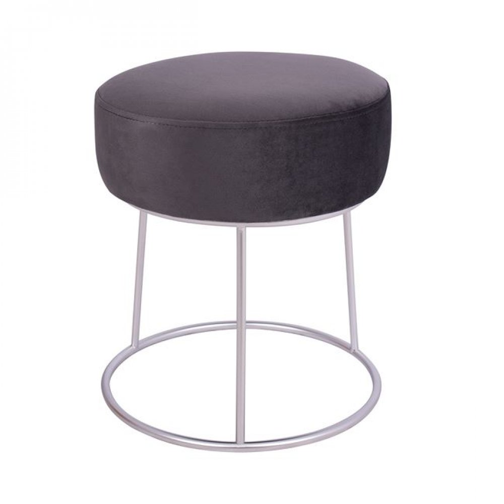 Σκαμπώ "KARLO" βελούδινο σε γκρι χρώμα με ασημί βάση Φ36x38