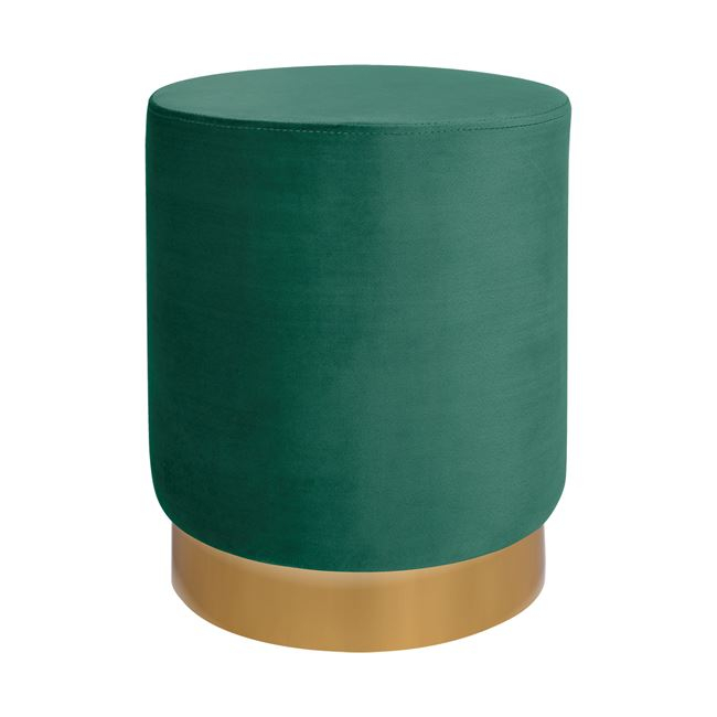 Σκαμπώ "LEVY " βελούδινο σε πράσινο χρώμα με χρυσή βάση Φ35x43