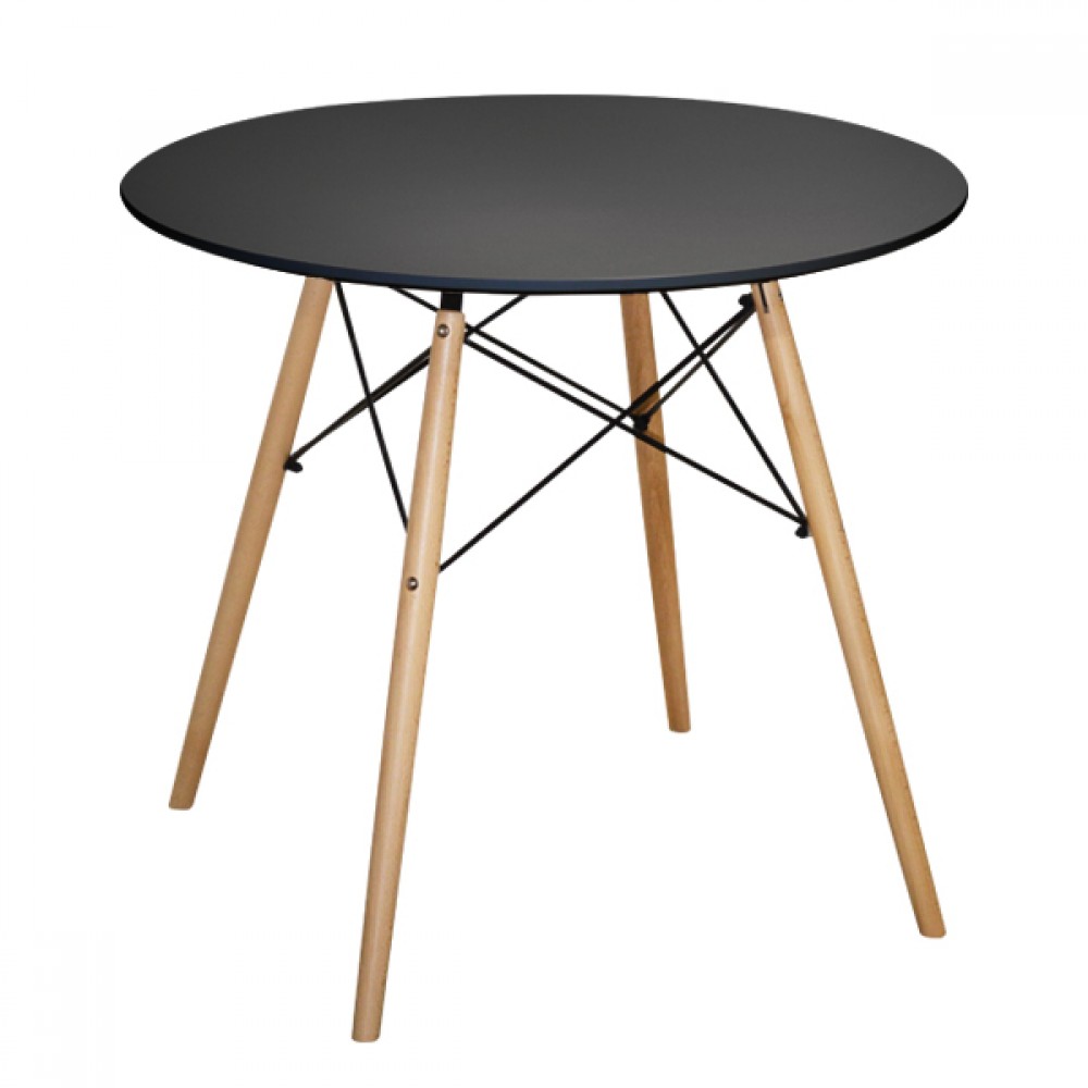 Τραπέζι "MINIMAL" από mdf σε χρώμα φυσικό/μαύρο Φ80x74.5