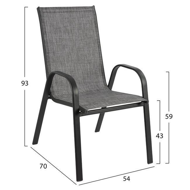 Πολυθρόνα "LEON" από μέταλλο/textiline σε χρώμα γκρι 54x70x93