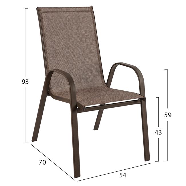 Πολυθρόνα "LEON" από μέταλλο/textiline σε χρώμα καφέ 54x70x93