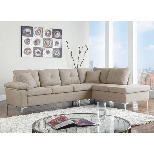 Καναπές δεξιά γωνία υφασμάτινος σε μπεζ χρώμα 282x197x90