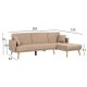 Καναπές-κρεβάτι με αναστρέψιμη γωνία σε μπεζ χρώμα 263x93-155x79