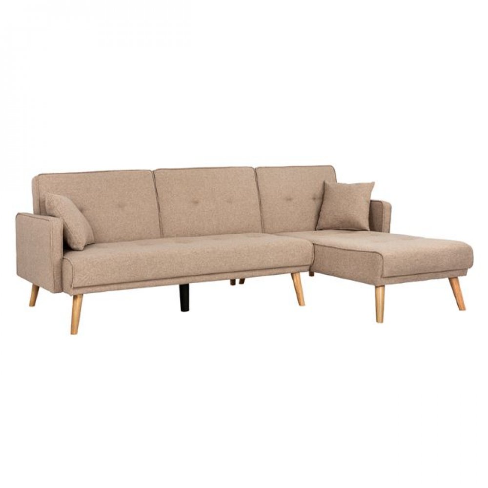 Καναπές-κρεβάτι με αναστρέψιμη γωνία σε μπεζ χρώμα 263x93-155x79